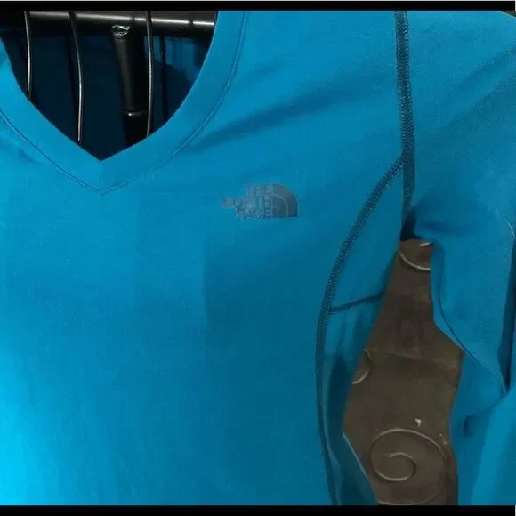 North Face Long Sleeve Teal Long Sleeve Shirt S - Picture 2 of 4